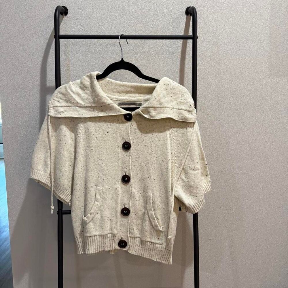 Women's Cream and White Cardigan